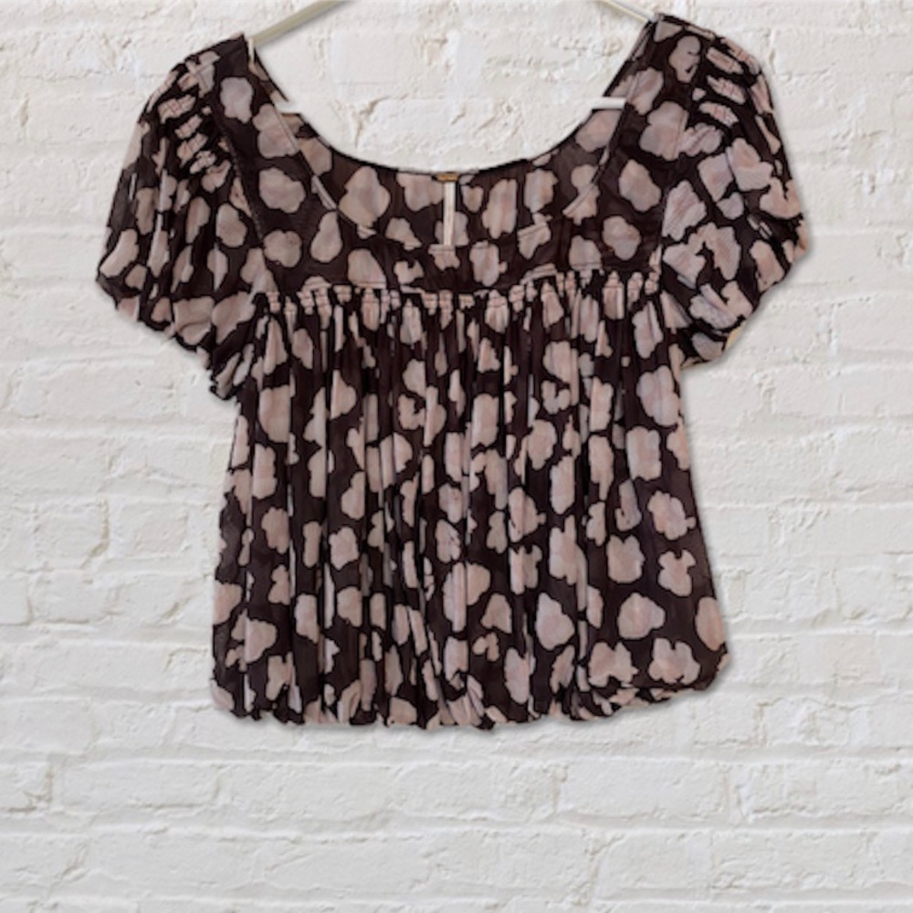 Free People Megs Blouse, size small (animal print) - Picture 3 of 8